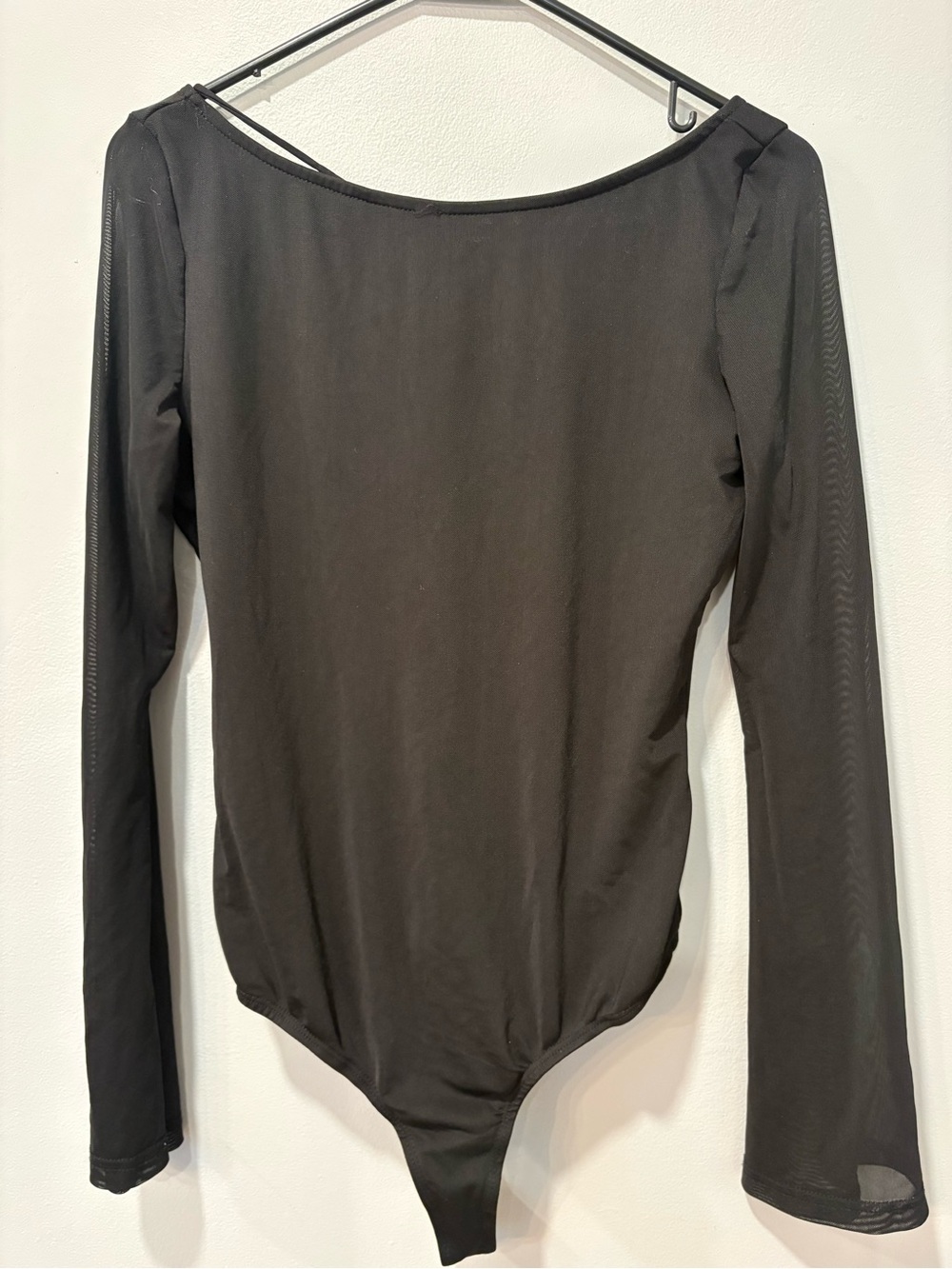 Princess Polly Black Long-Sleeve Scoop-Neck Bodysuit